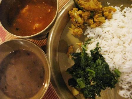 Dal Bhat (Lentil, rice and vegetables)