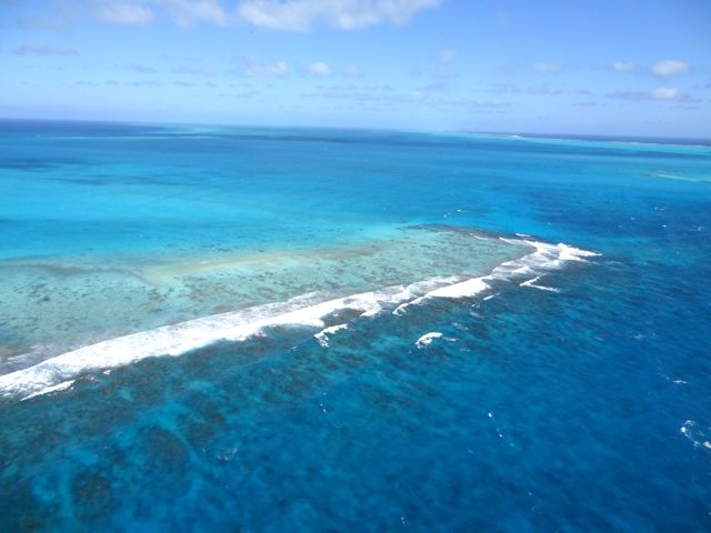 view from chopper over the blue hole in Belize
