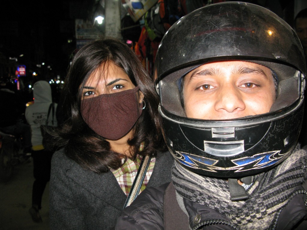Motorcycling through the streets of Kathmandu, Nepal