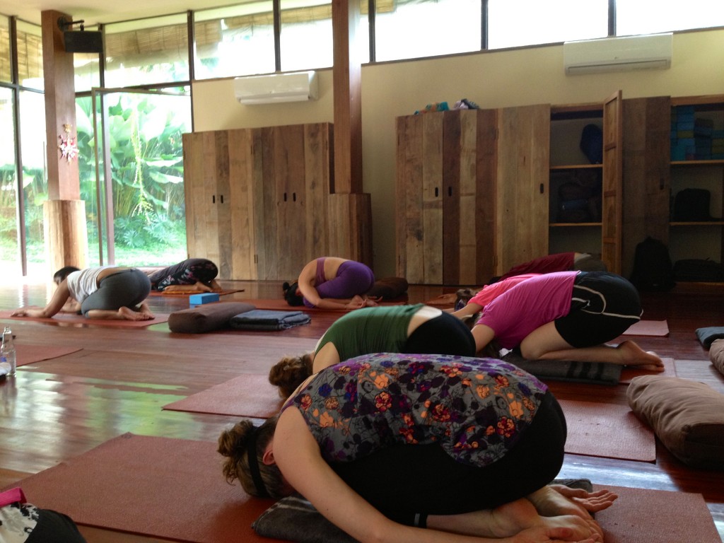 Doing yoga every morning in Bali, Indonesia