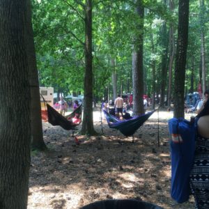 Many people had the right idea in bringing their hammocks! There's lots of trees and natural shade in Stone Mountain Park!