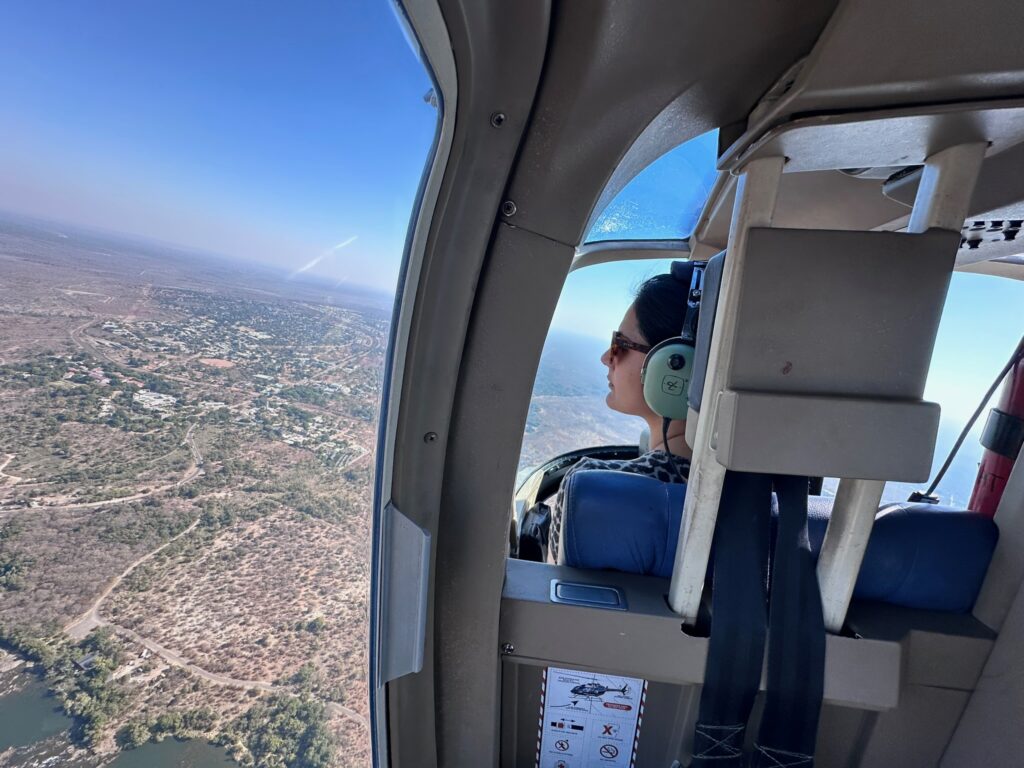 helicopter over Victoria Falls