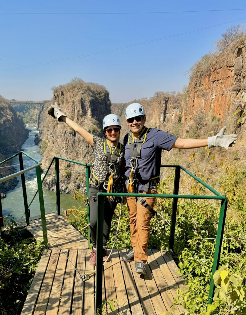zip line in the Zimbabwe canyons