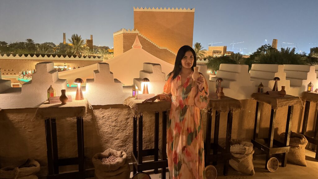 dining at Bujari terrace in Saudi Arabia
